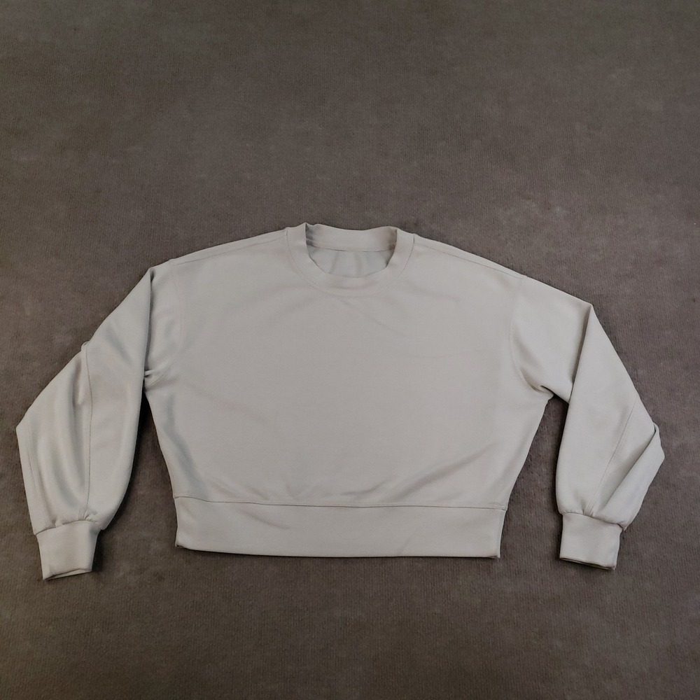 Lululemon Softstreme‎ Sweatshirt Womens Medium Beige Oversized Cropped Crew Neck